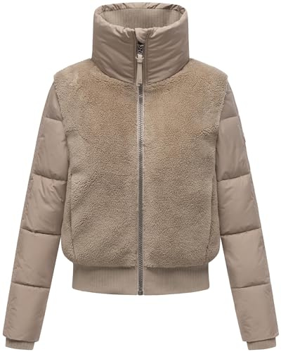 Navahoo Damen Teddy-Fleecejacke warme Winterjacke mit hohem Kragen Teddyzone 14 XS-XXL
