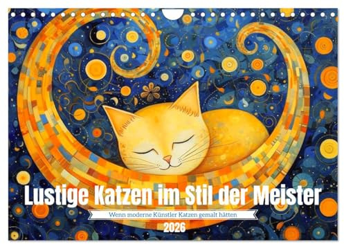 Lustige Katzen im Stil der Meister (Wandkalender 2026 DIN A4 quer), CALVENDO Monatskalender: Jeden Monat ein fröhliches Katzenbild für Kunstliebhaber (CALVENDO Tiere)