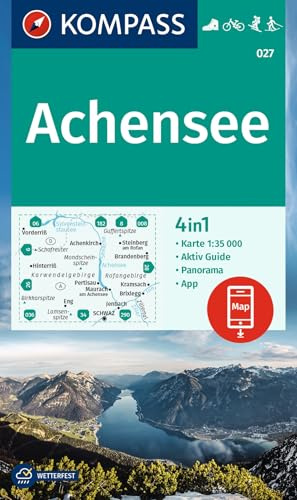 KOMPASS Wanderkarte 027 Achensee 1:35.000: 4in1 Wanderkarte, mit Aktiv Guide und Detailkarten inklusive Karte zur offline Verwendung in der KOMPASS-App. Fahrradfahren. Skitouren. Langlaufen.