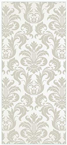Wallario Selbstklebende Türtapete Königliche Schnörkelei in weiß und beige - Türposter 93 x 205 cm Abwischbar, rückstandsfrei zu entfernen