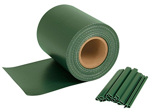 Bande brise-vue pour panneaux grillagés doubles 450 g/m², protection vent avec protection UV, avec clips de fixation 70 m x 19 cm vert
