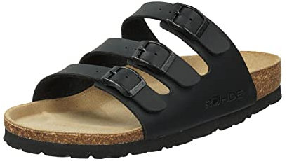 Rohde Damen, Frauen, Klassische Sandalen, Sandalen,Pantoletten,Sommerschuhe,Hausschuhe,Kork-fußbett,SCHWARZ,37 EU / 4 UK
