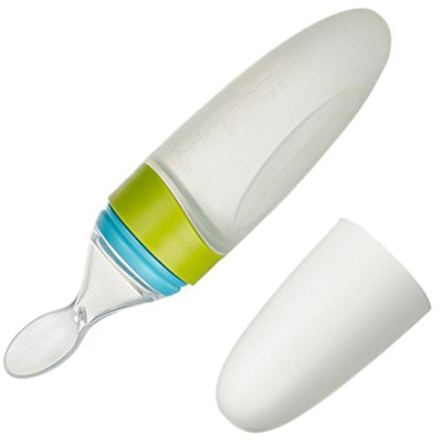 Jzhen 90ml Silicone Biberon Cucchiaio, Biberon con il Cucchiaio Alimentatore Squeeze Bottle Spoon per Baby Food