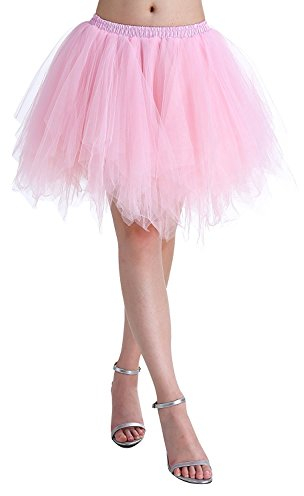 Karneval Damen 80er Rosa Puffy Tüllrock Tütü Röcke Tüll Petticoat(MEHRWEG)