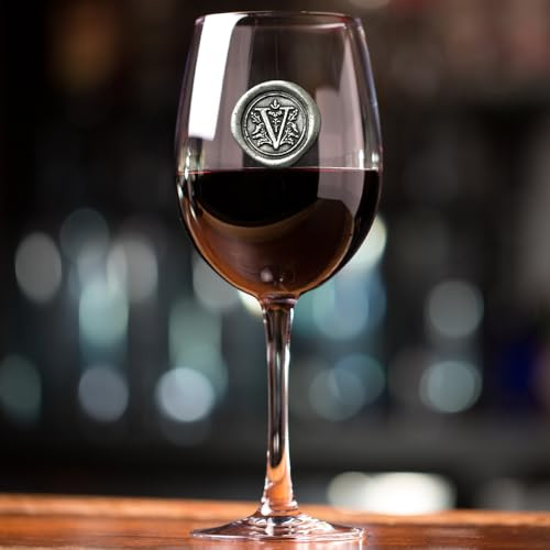 English Pewter Company Personalised Wine Glass with Your Choice of Initial - Unique Gift for Men or Women, Birthdays, Anniversaries,Wedding [MON422] (V)