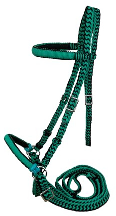 Braided Nylon Bitless Bridle w/Reins (Teal)