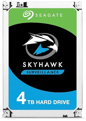Seagate Skyhawk 4 TB, Disco Rigido Interno di Sorveglianza HDD, 3,5 SATA 6 Gb/s, 64 MB Cache di Memoria, per Sistema di Telecamere di Sicurezza, Servizi di Rescue validi 3 Anni (ST4000VX007)