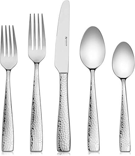 Hudson Essentials 60-teiliges Besteck-Set aus gehämmertem 18/10 Edelstahl, Besteck-Service für 12 Personen