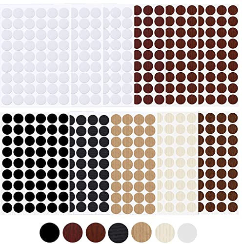 Schraubenabdeckungen Abdeckkappen für Schrauben 11 Blatt Selbstklebende Abdeckkappen 21mm Schrauben Abdeckkappen für Holz Möbel(7 Farben/594 Stück)