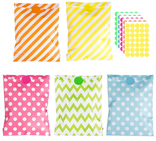 50 Stück Butterbrottüten, Candy bar Tüten Bunt Papiertüten Klein Geschenktüten Klein Mitgebsel Tüten Geschenktüten Kindergeburtstag Weihnachtstüten zum Befüllen (175 Aufkleber)
