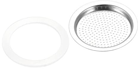 sourcing map 3Pcs Silicone Joint 38x50mm et 1Pcs Inox Acier Filtre Écran 46x38mm pour 1- Tasse Moka Café Pot