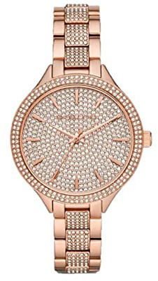 Michael Kors - Outlet Slim Runway Collection, Farbe Roségold, Edelstahluhr für Damen MK3799