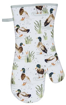 Ulster Weavers - Duck Gauntlet Oven Glove (37 x 20cm) - 100% Cotton - 1 Piece - Duck & Flannelette Oven Glove Heat Resistant - Washable - Tartan Oven Glove with Duck - Kitchen Accessories - Duck Gifts