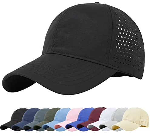 Baynetin Mesh Baseball Kappe, Atmungsaktive Schnell Trocknend Basecap, Masche Freizeit UV Baseballmütze Sport Cap Verstellbar (Schwarz)