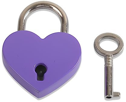 Joyzol Lot de 2 cadenas en forme de cœur en métal avec clé pour boîte à bijoux, boîte de rangement, sac à main, agenda, carnet (violet)