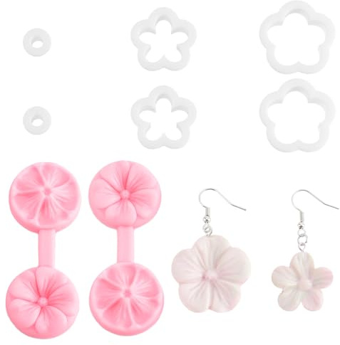 WEBEEDY 4 Pièces Coupe-Fleurs en Argile Polymère pour Bijoux de Boucle d'oreille, Mini Outils de Moule de Coupe d'argile Florale pour la Fabrication de Bijoux de Goujons de Boucle d'oreille