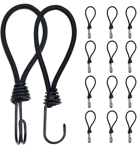 Mooshy 12 Stück Spanngummi mit Haken 20cm Expanderhaken Planenspanner mit Haken Gummispanner mit Haken Planenspanner mit Spiralhaken für Stationäre Planen, Banner, Garten, Tarps, Netze