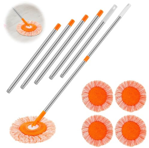 Mopla de limpiador de pared con 5 mup de mup de tela Super absorbente Cleaner de techo de trapeador de la pared redondo Cleaner seco y húmedo Limpieza de la pared de la pared Mop herramienta de limpie
