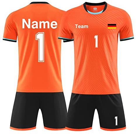 LAIFU Personalisiertes Fußballtrikot und Shorts Für Männer, Frauen, Kinder, Erwachsene Mit Beliebigem Namens- und Nummern Logo