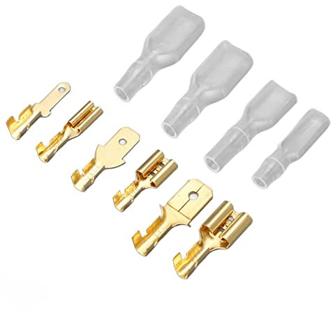 Kit Assortimento Capicorda, Kit Assortimento Capicorda Connettori di Testa Maschio Femmina in Ottone Estremità Cavo Batteria Terminali Connettori con Guaina in Nylon, Anello
