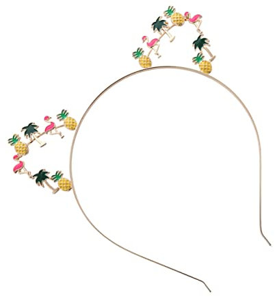DOITOOL Cat Ears Headband Hair Hoop Gold Metallic Flamingo Design Hawaiian Style Hair Accessory for Women Girls Party Cosplay Costume