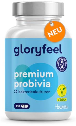 Premium Probióticos y Prebióticos Intestinales - Marca HOWARU® Máxima Calidad - 180 Cápsulas con revestimiento entérico - 22 Cepas (Lactobacillus, Bifidobacterium), 10 mil millones de UFC