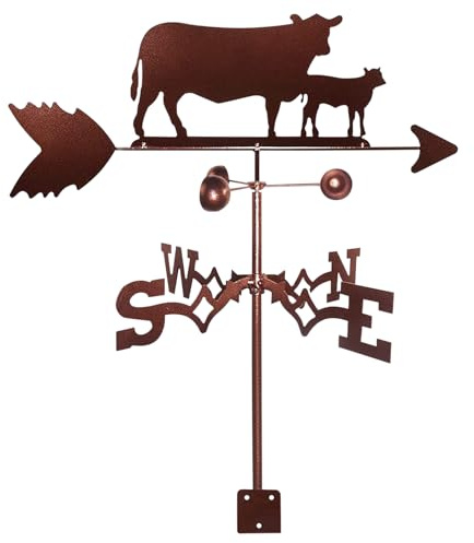 Wetterfahne, Kuh-Silhouette, Metall, Wetterfahne, Windrad, Gartenpfahl, Windrichtungsanzeige, Ornament