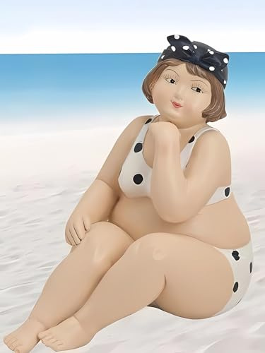 Pommerntraum ®| Dekofigur Maritime Badenixe mollige Nana Rubensfigur | Sammlerfigur Badelady Dekorationsfigur Badefigur Rubensdame Strandnixe Kunstfigur Glamourfrau Sammlerobjekte (Chantalle)