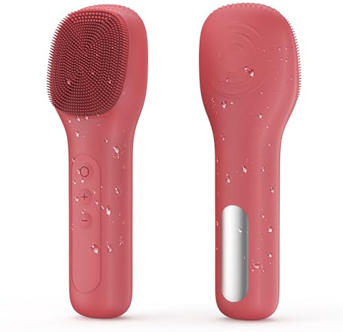 Brosse Nettoyante Visage Électrique IPX7 Étanche Silicone Rotative pour Nettoyer Le Visage en Profondeur pour L'Acné, les Points Noirs, la Peau Morte (Red)