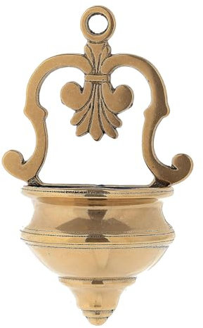 Holyart Acquasantiera Conchiglia Ottone lucidato 10x20x5 cm