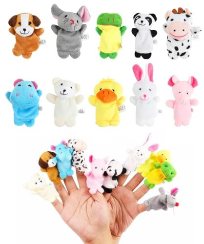 Voarge 20 Stück Finger Plüschtier, Fingerpuppen, Finger Plüschtier Set, Jungen und Mädchen Geschenke, Gastgeschenke für Kinderparty und Stuffer für Ostereier