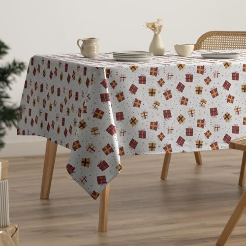 GAMUSI Tovaglia natalizia antimacchia regali cotone tavolo da pranzo decorazione natalizia rettangolare tocco tessuto 160 x 140 cm