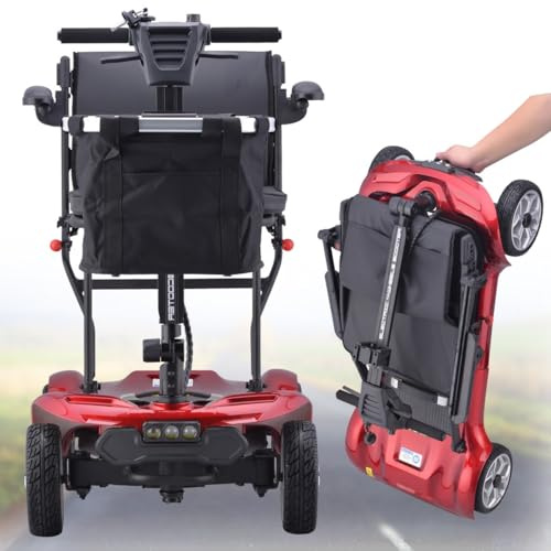 HZWJD Elektromobil Mobilitätsroller Mit 4 Rädern,Klappbarer Aluminiumrahmen 4 Räder,E Scooter,Leichter Reisemobilitätsroller,Für Erwachsene Und Ältere Menschen Mit Behinderungen Im Freien 10ah