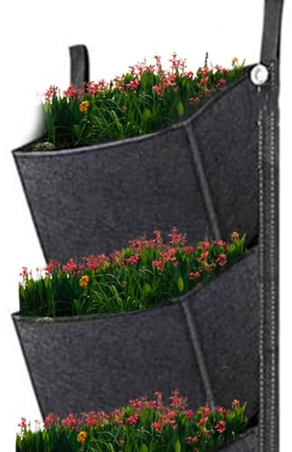 Ejoyous Wall Planting Grow Bags, 6 Pockets Hanging Vertical Greening Flower Container for Tomatoes, Herbs, Vegetables, Black