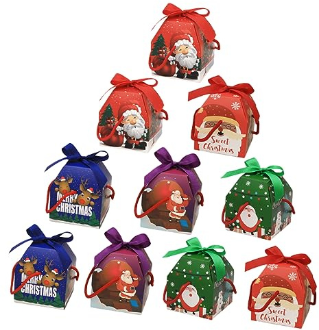 Ipetboom 10stücke Pack Weihnachtsboxen für Süßigkeiten mit Verschiedenen Designs Aufbewahrungsboxen für Pralinen und Kekse Bonbonschachteln für Weihnachten Stil