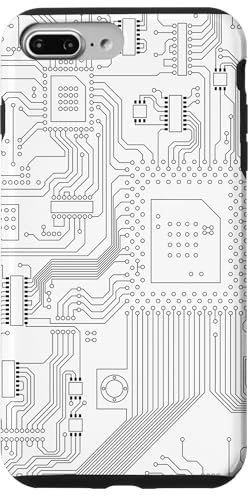 Carte mère circuit micropuce fond blanc informatique Coque pour iPhone 7 Plus/8 Plus