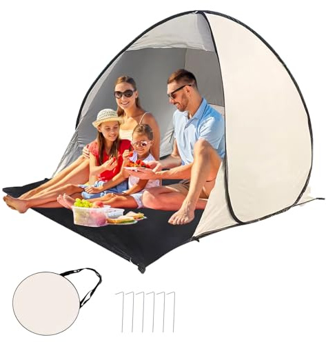 Strandmuschel Pop Up strandzelt Sonnenschutz Für Strand Garten, Strandmuschel Für 2-3 Personen UV-Schutz 50+ Windschutz wasserdicht Wurfzelt Pop Up Strand Zelt Für Camping Wandern Outdoor (Schwarz)