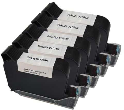 KVMRshn Cartouche d'encre de solvant 12,7 mm Un Niveau 1PCS 3PCS 5PCS Couleurs Multiples à séchage Rapide Adhésion Compatible avec l'imprimante SolkJet 1704K et des modèles similaires(5PCS)