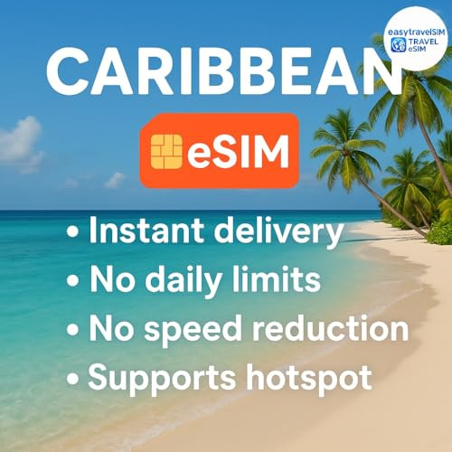 Caribbean eSIM 23 Länder unterstützt Hotspot-High-Speed-Daten, 30 Tage, 3-20 GB E-Mail-Lieferung (3 GB für 30 Tage)