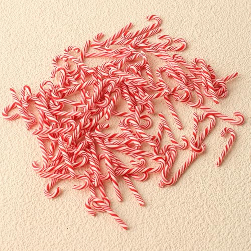 DAHI 100pcs Mini Décoration de Noël Sucre d'orge - Sapin de Noël DIY - Sujet Miniature - Canne à Sucre Suspendre - pour Arbre de Noel, Fête à Thème Noel, Petits Décoration de Maison DIY (A-Rouge)