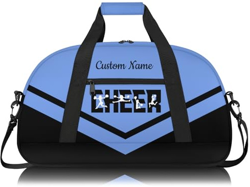 Cheerleading Seesack für Mädchen, personalisierbar, wasserdicht, Sporttasche für Cheer, Fitnessstudio und Reisen, blau / schwarz, Carry-On 20-Inch, Cheer Bag für Mädchen