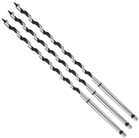 MOXPIFY 3pcs 6mm Wood Auger Drill Bits 230mm Long, Timber Drill Bits | Hex Shank, Extra Long Wood Drill Bits For Woodworking (3pcs x 6mm x 230mm)