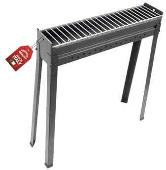 MOHOME Cuocispiedini Carbonella Carbone Barbecue Made in Italy Metallo Nero 60 x 15 x 70 cm Fornacella Arrosticini Spiedini Resistente Fori Areazione Calibrati Feste Sagre Pic Nic Campeggio