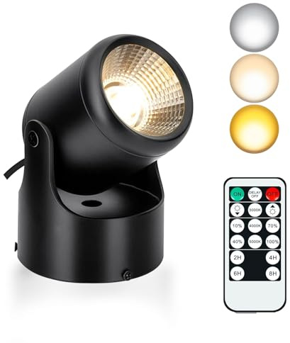 VIGMOJ 6W Aufleuchtung Innenbeleuchtung mit Timer und Fernbedienung, 3 Farbmodi dimmbares Boden Spot Licht, 120V LED Akzent Spot Lichter für Pflanze, Kunstwerk, Bild, Dartboard, Ecke, Wand