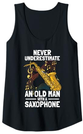 Womens Old Man with a Saxophone Player Tank Top