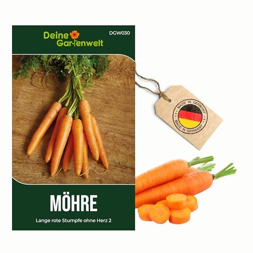Möhren lange rote Stumpfe ohne Herz 2 Samen - Daucus carota - Möhrensamen - Gemüsesamen - Saatgut für 800 Pflanzen