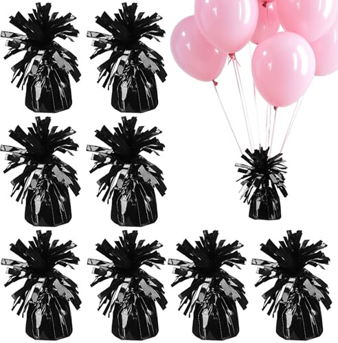 STOBAZA Pesas para Globos de Fiesta 8 Unidades Colgantes Negras, Accesorios para Decoración de Bodas y Eventos, Peso Estable para Globos Papel de Aluminio Resistente