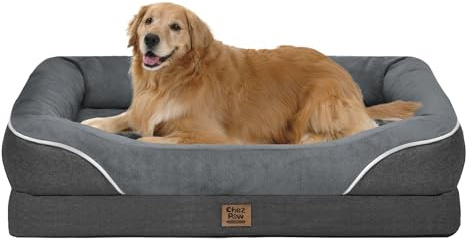 Chez Paw Waterproof Orthopedic XL Dog Bed for Large and Extra Large Dogs | Egg Crate Foam, 4-Sided Bolster Support, Waterproof Liner, Non-Slip Bottom, Machine Washable Cover, 107x76x19cm