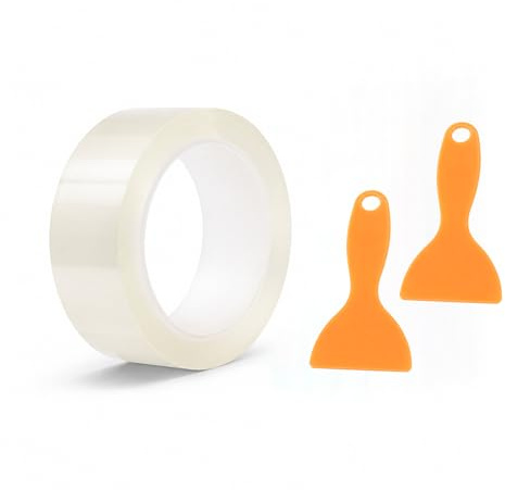Pellicola Protettiva Trasparente 5cm x 10m - Adesiva per Auto | Pellicola per auto, bici e moto. Trasparente, adesiva e resistente. Con 2 spatole per facile applicazione!