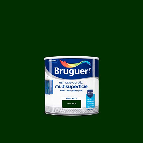 Bruguer Acrylic Multisuperficie Esmalte Al Agua Brillante, Verde Mayo, 250 ml